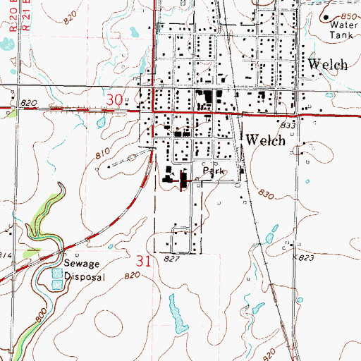 Topographic Map of Welch Senior High School, OK