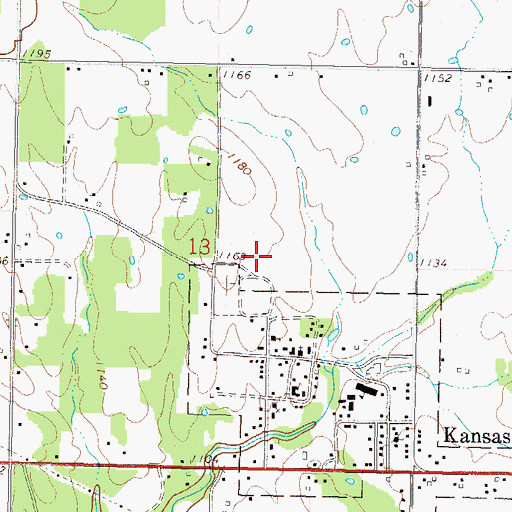 Topographic Map of Kansas High School, OK