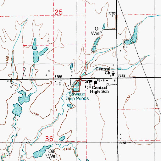 Topographic Map of Central High Elementary School, OK