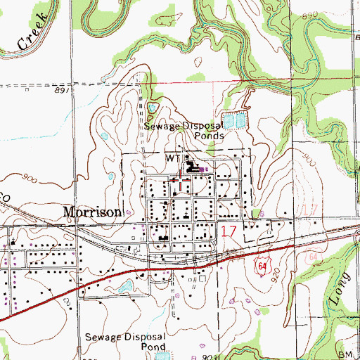 Topographic Map of Morrison High School, OK