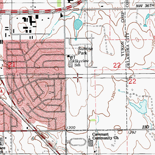 Topographic Map of Lakeview Middle School, OK
