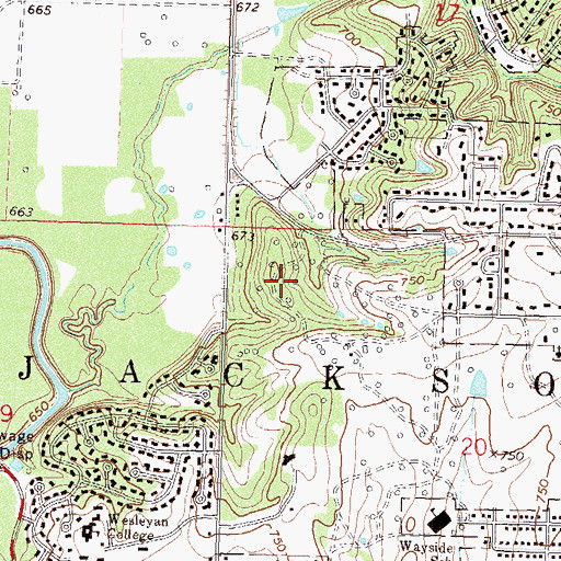 Topographic Map of Wesleyan Christian School, OK