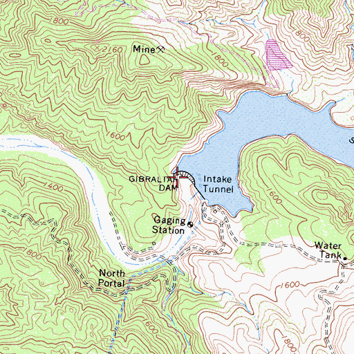 Topographic Map of Gibraltar Dam, CA