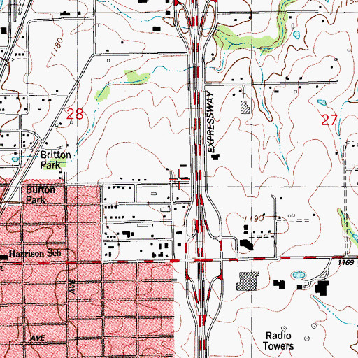 Topographic Map of Brookline College, OK