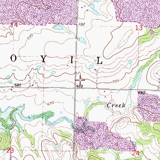 Topographic Map of Hope Harbor Academy, OK