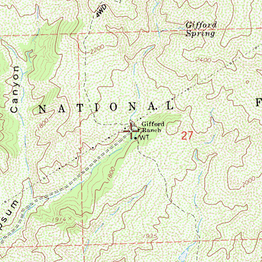 Topographic Map of Gifford Ranch, CA