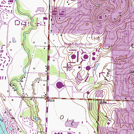 Topographic Map of Oral Roberts University Eacademy, OK