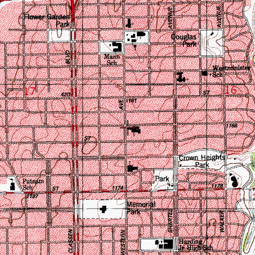 Topographic Map of Crown Heights Christian Child Development Center, OK