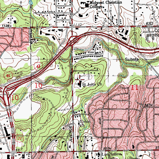 Topographic Map of Saint John Christian Heritage Academy, OK