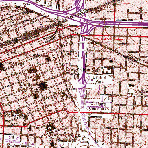 Topographic Map of Technical Institute of Cosmetology Arts and Sciences, OK