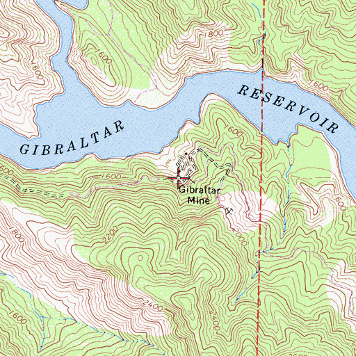 Topographic Map of Gibraltar Mine, CA