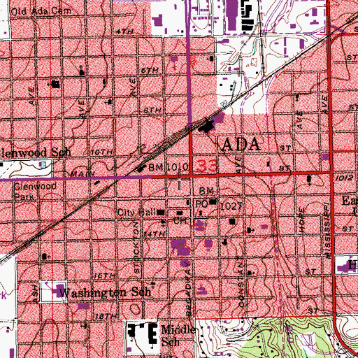 Topographic Map of Stanton Beauty College, OK
