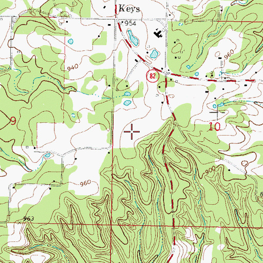 Topographic Map of Keys High School, OK