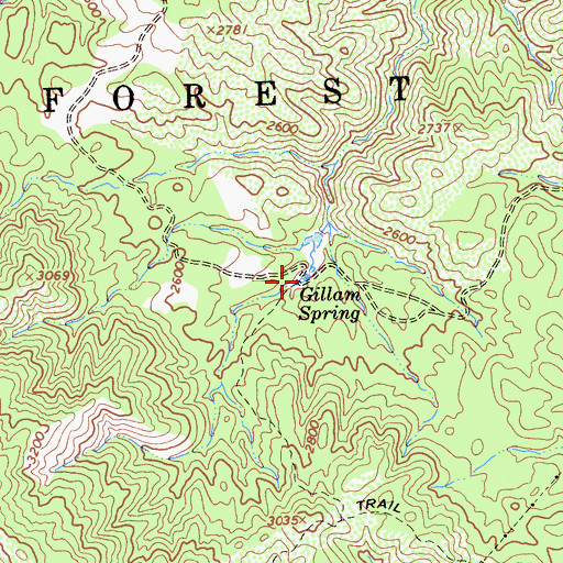 Topographic Map of Gillam Spring, CA