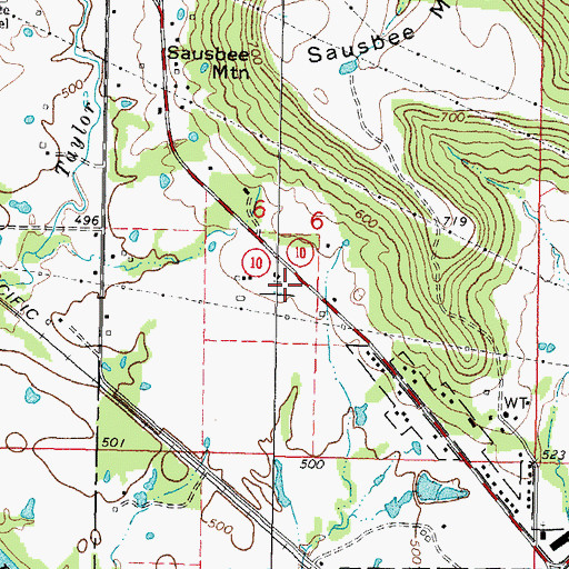 Topographic Map of Gore Upper Elementary School, OK