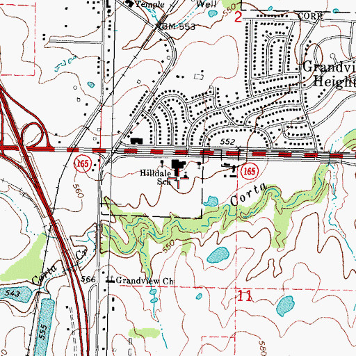 Topographic Map of Hilldale Upper Elementary School, OK