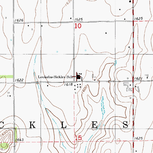 Topographic Map of Lookeba - Sickles High School, OK