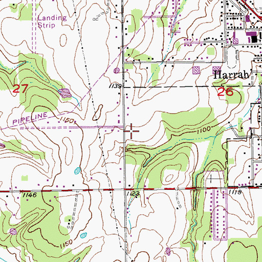 Topographic Map of Harrah Middle School, OK