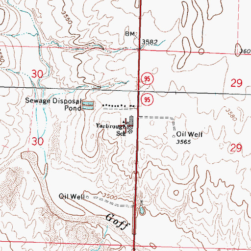 Topographic Map of Yarbrough High School, OK