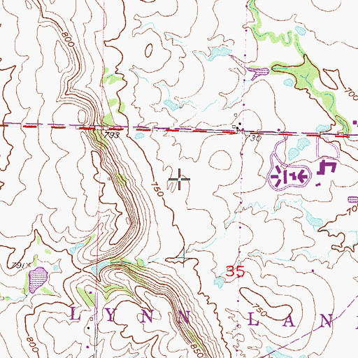 Topographic Map of Centennial Middle School, OK