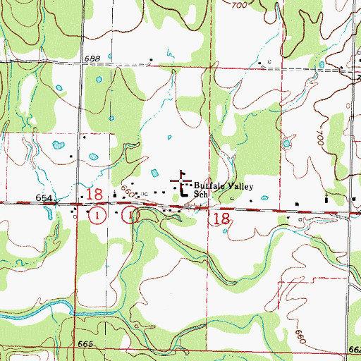Topographic Map of Buffalo Valley High School, OK