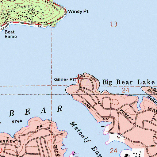 Topographic Map of Gilner Point, CA