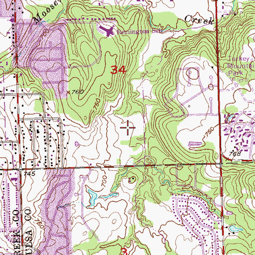 Topographic Map of Riverfield Country Day School, OK