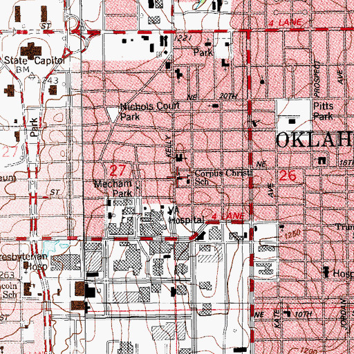 Topographic Map of Young Achievers Christian Academy, OK