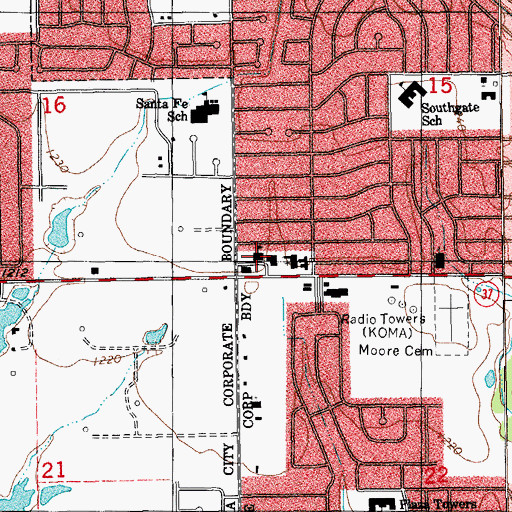 Topographic Map of Southwest Christian Academy, OK