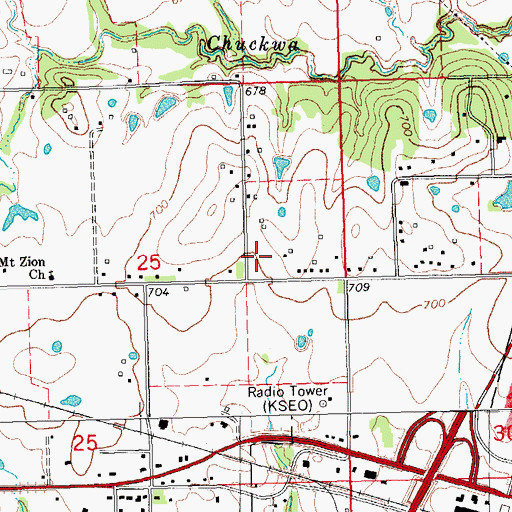 Topographic Map of Victory Life Academy, OK