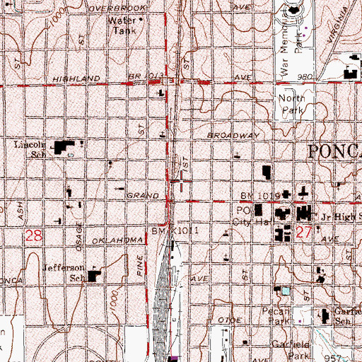 Topographic Map of Ponca City Beauty College, OK