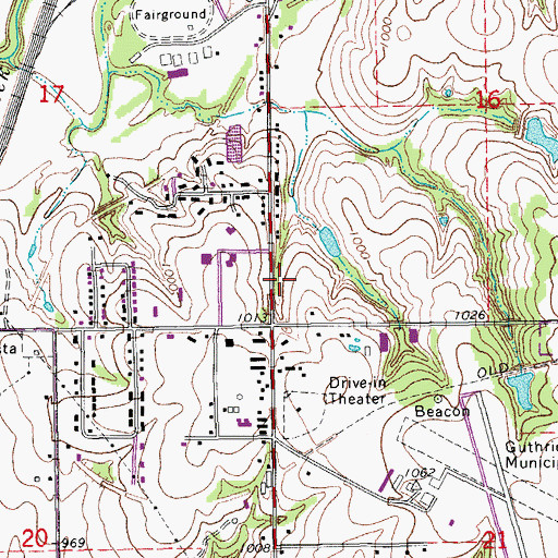 Topographic Map of Guthrie Christian School, OK