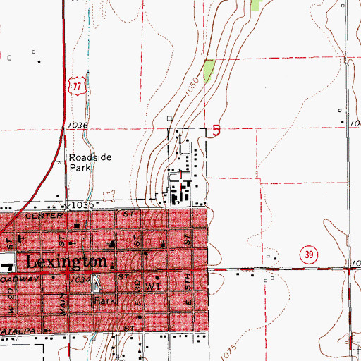 Topographic Map of Lexington Intermediate School, OK