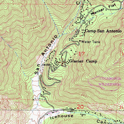 Topographic Map of Glacier Camp, CA