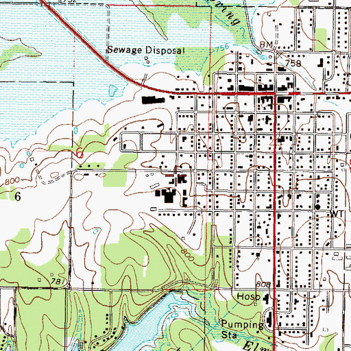 Topographic Map of Grove Upper Elementary School, OK