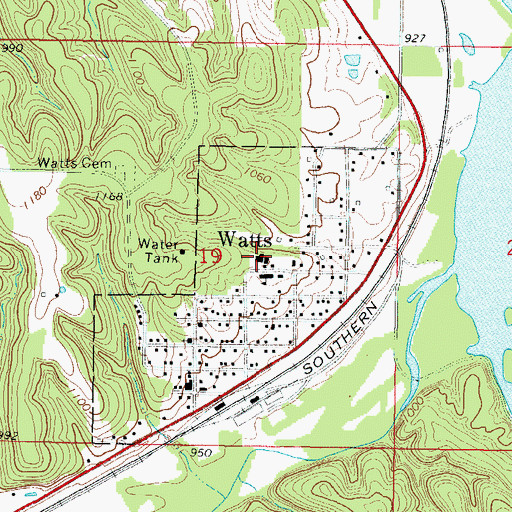 Topographic Map of Watts Elementary School, OK