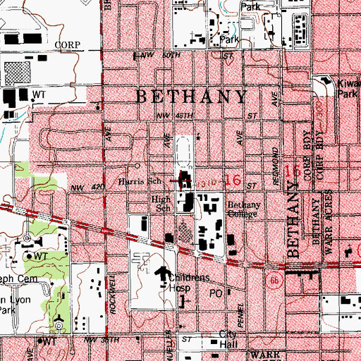 Topographic Map of Children's Center, OK