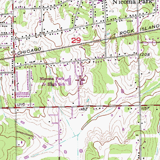 Topographic Map of Nicoma Park Intermediate Elementary School, OK
