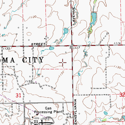 Topographic Map of West Field Elementary School, OK