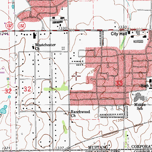 Topographic Map of Centennial Elementary School, OK