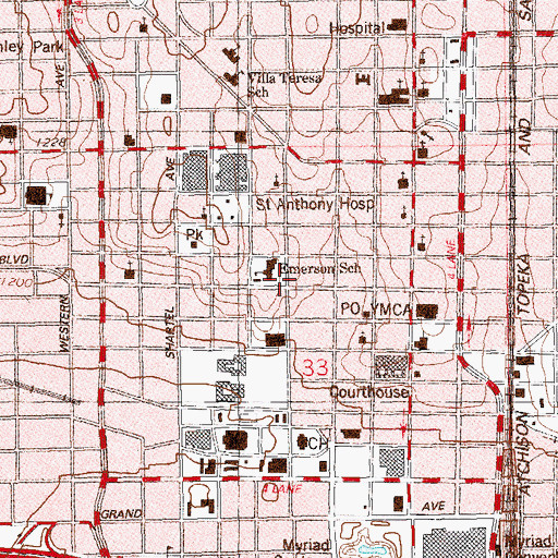 Topographic Map of Emerson Alternative Education High School, OK