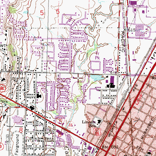 Topographic Map of Claremore Christian School, OK