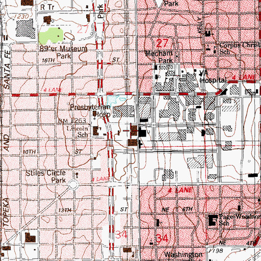 Topographic Map of University of Oklahoma Health Sciences Center, OK