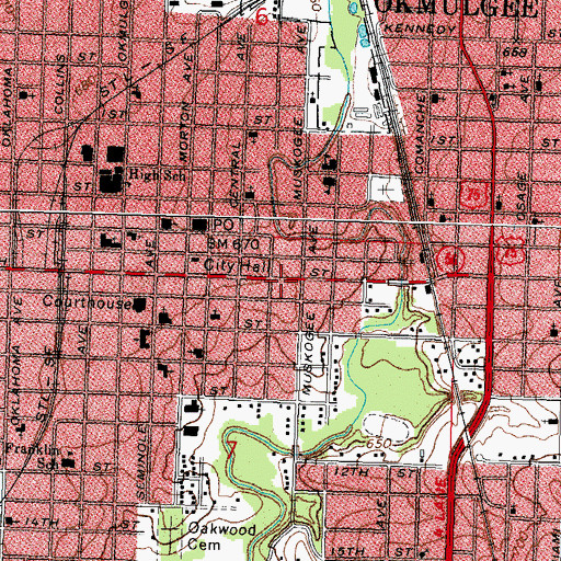 Topographic Map of 4 - States Academy of Cosmetology, OK