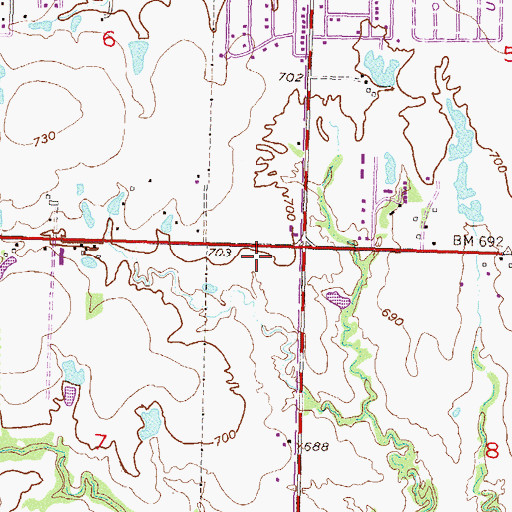 Topographic Map of Broken Arrow Beauty College Tulsa Campus, OK