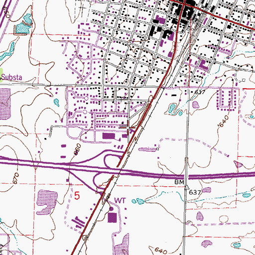 Topographic Map of Checotah Intermediate Elementary School, OK
