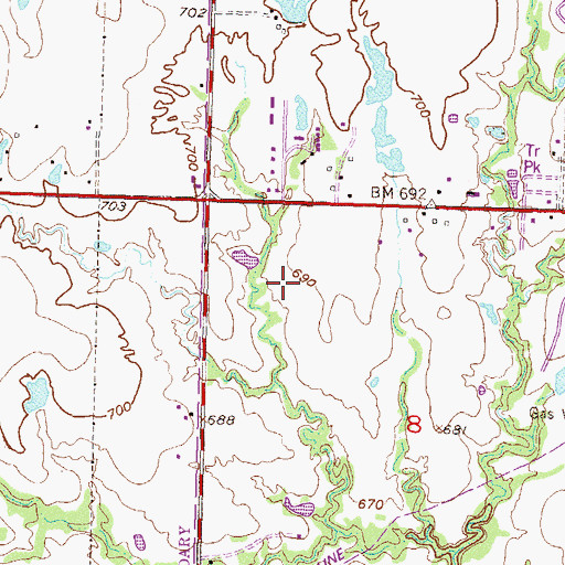 Topographic Map of Marshall T Moore Elementary School, OK