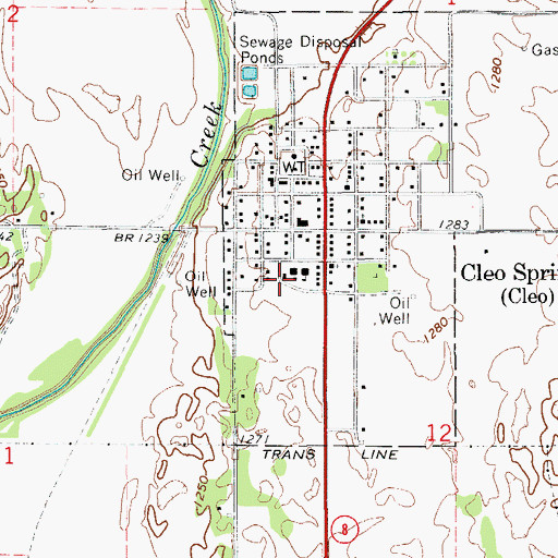Topographic Map of Aline - Cleo Elementary School, OK