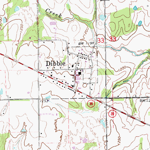 Topographic Map of Dibble High School, OK
