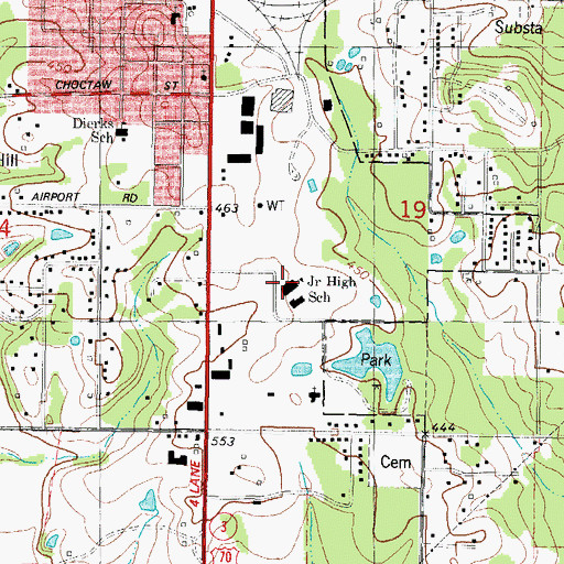 Topographic Map of Rector Johnson Middle School, OK